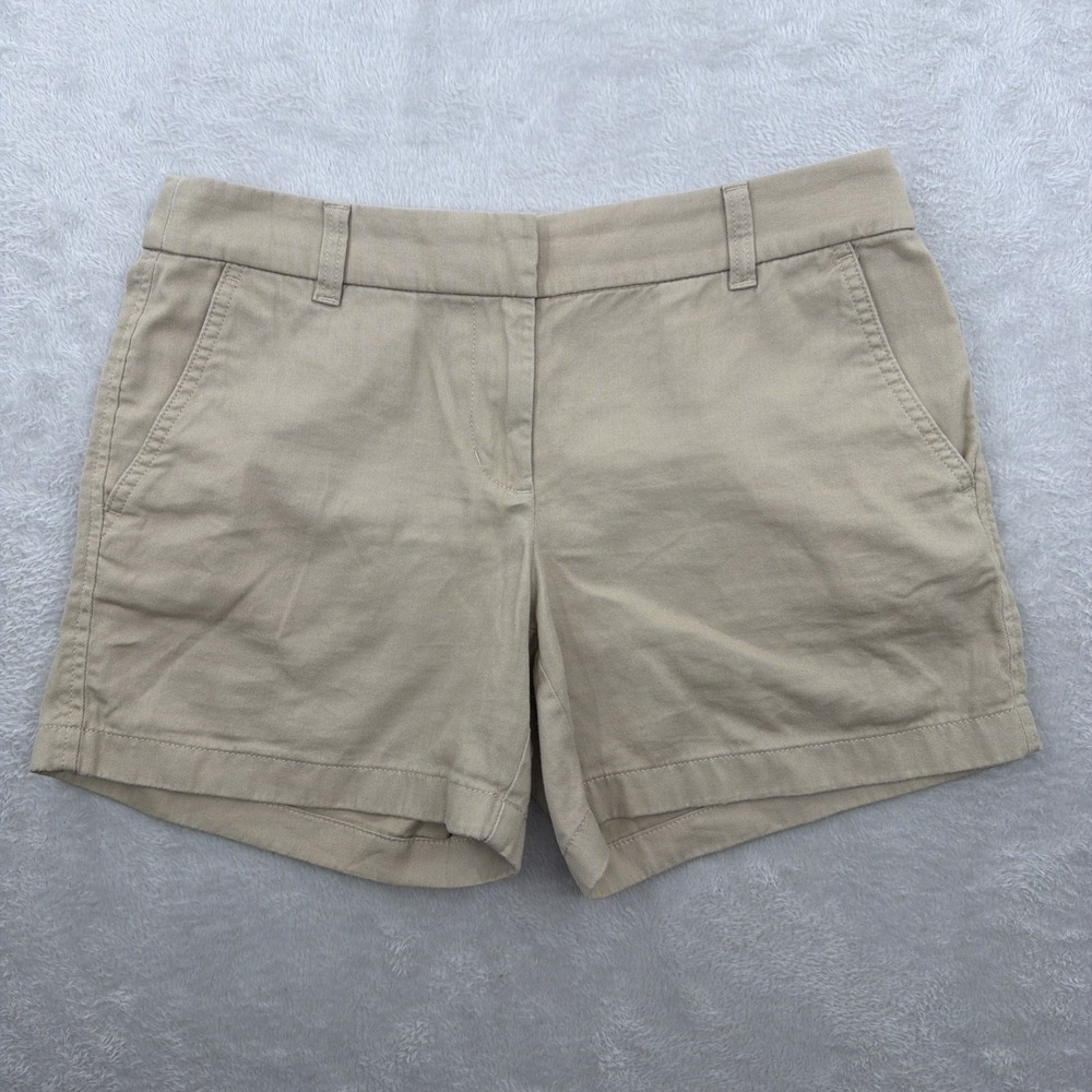 J. Crew Womens 4 Shorts Beige Chino Inseam 5" Mid Rise Casual Outdoor Walking